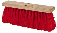 PRO-SOURCE - 16" Rough Surface Synthetic Push Broom - 3-1/4" Bristle Length, Wood Block, Tapered Handle Connection, Handle Sold Separately - All Tool & Supply