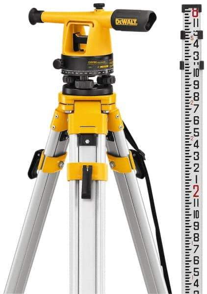 DeWALT - 20x Magnification, 5 to 200 Ft. Measuring Range, Transit Optical Level Kit - Accuracy 1/4 Inch at 100 Ft., Kit Includes Aluminum Tripod with Quick Adjust Legs - All Tool & Supply