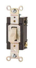 Cooper Wiring Devices - 3 Pole, 120 to 277 VAC, 20 Amp, Commercial Grade, Toggle, Wall and Dimmer Light Switch - 1.3 Inch Wide x 4.2 Inch High, Fluorescent - All Tool & Supply