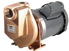 American Machine & Tool - 115/230 Volt, 1 Phase, 3/4 HP, Self Priming Pump - 1-1/2 Inch Inlet, 52 Head Pressure, Bronze and Cast Iron Housing, Bronze Impeller, PTFE Seal - All Tool & Supply