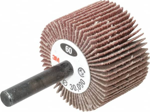 3M - 1-1/2" Diam x 1" Face Width, Medium Aluminum Oxide Coated Mounted Flap Wheel - All Tool & Supply