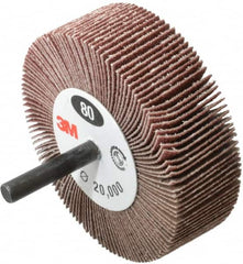 Mounted Flap Wheel: 1″ Face Width, 80 Grit, Aluminum Oxide Coated, Medium, 20,000 Max RPM