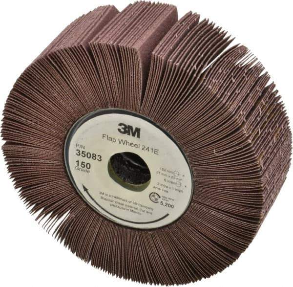 3M - 6" Diam, 150 Grit Aluminum Oxide Unmounted Flap Wheel - 1" Hole, 2" Wide, Coated, Very Fine Grade, 5,200 Max RPM , XE Weighted, Cloth Backing - All Tool & Supply