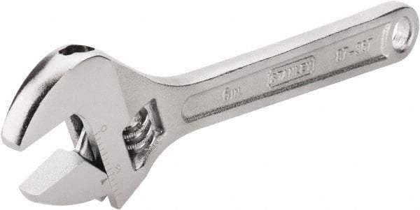 Stanley - 3/4" Jaw Capacity, 6" Standard Adjustable Wrench - Chrome Vanadium Steel, Chrome Finish, 6-1/4" OAL - All Tool & Supply