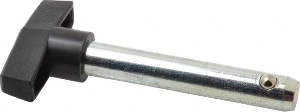 Value Collection - 1/2" Diam, 3" Usable Length, T Handle, Quick Release Pin - 3" OAL, Grade C1010/C1022 Steel, Zinc-Plated Finish - All Tool & Supply