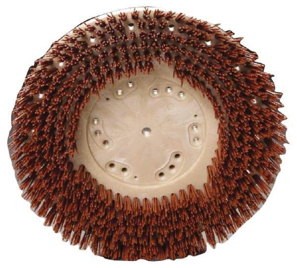 Made in USA - 15" Diam Floor Brush - 13" Machine, 1-1/2" Trim Length, Orange Pad, Nylon - All Tool & Supply