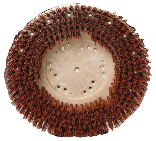 Made in USA - 16" Diam Floor Brush - 14" Machine, 1-1/2" Trim Length, Orange Pad, Nylon - All Tool & Supply