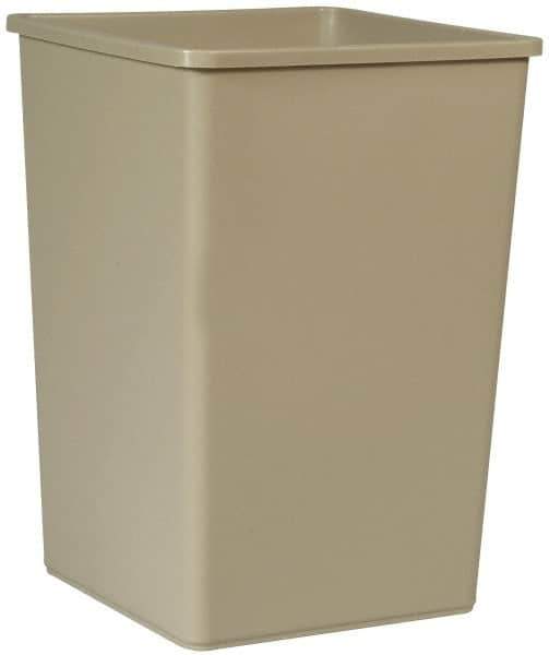 Rubbermaid - 35 Gal Beige Square Trash Can - Polyethylene, 27-5/8" High x 19-1/2" Long x 19-1/2" Wide - All Tool & Supply