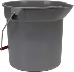 Rubbermaid - 10 Qt, 10-1/4" High, High-Density Polyethylene Round Gray Single Pail with Pour Spout - Handle Included, 10-1/2" Top Diam - All Tool & Supply