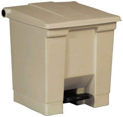 Rubbermaid - 8 Gal Rectangle Unlabeled Trash Can - 17-1/8" High x 16-1/4" Long x 15-3/4" Wide, Beige, High-Density Polyethylene (Base), Polypropylene (Lid) - All Tool & Supply