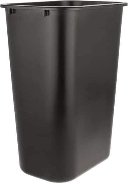 Rubbermaid - 41 Qt Black Rectangle Trash Can - Polyethylene, 19-7/8" High x 15-1/4" Long x 11" Wide - All Tool & Supply