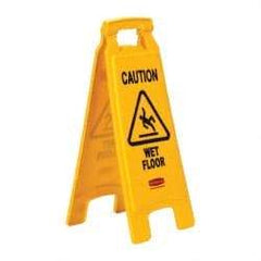 Rubbermaid - Caution - Wet Floor, 11" Wide x 25" High, Plastic Floor Sign - A-Frame, Black on Yellow, For Accident Prevention - All Tool & Supply