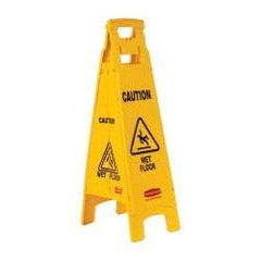 Rubbermaid - Caution - Wet Floor, 12" Wide x 37" High, Plastic Floor Sign - A-Frame, Black on Yellow, For Accident Prevention - All Tool & Supply