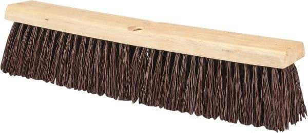 PRO-SOURCE - 18" Heavy Duty Polypropylene Push Broom - 3-1/4" Bristle Length, Wood Block, Threaded Handle Connection, Handle Sold Separately - All Tool & Supply