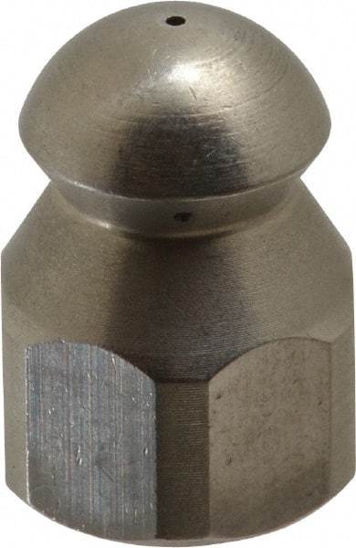 PRO-SOURCE - 4,200 psi Fixed, Stainless Steel, Sewer Pressure Washer Nozzle - 8mm Orifice Diam, 1/4" Thread, FPT, Polished - All Tool & Supply