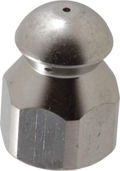 PRO-SOURCE - 4,200 psi Fixed, Stainless Steel, Sewer Pressure Washer Nozzle - 12mm Orifice Diam, 1/4" Thread, FPT, Polished - All Tool & Supply