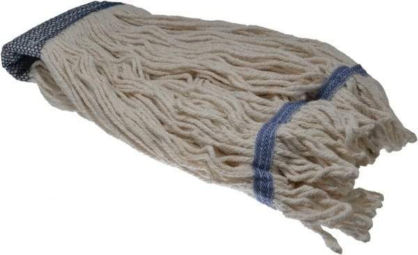 PRO-SOURCE - 5" White Head Band, Large Blended Fiber Large #24 Loop End Mop Head - 4 Ply, Clamp Jaw Connection, Use for General Purpose - All Tool & Supply