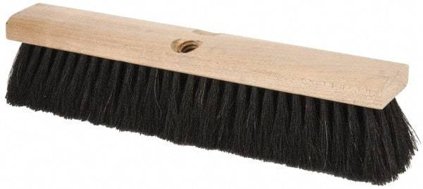 PRO-SOURCE - 14" General Purpose Horsehair Push Broom - 3" Bristle Length, Wood Block, Threaded Handle Connection, Handle Sold Separately - All Tool & Supply