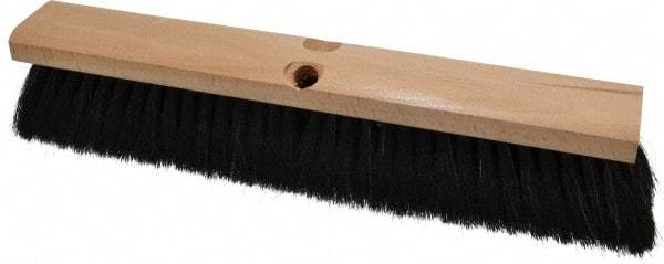 PRO-SOURCE - 16" General Purpose Horsehair Push Broom - 3" Bristle Length, Wood Block, Threaded Handle Connection, Handle Sold Separately - All Tool & Supply