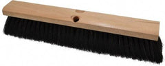 PRO-SOURCE - 16" General Purpose Horsehair Push Broom - 3" Bristle Length, Wood Block, Threaded Handle Connection, Handle Sold Separately - All Tool & Supply