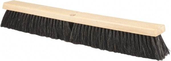 PRO-SOURCE - 24" General Purpose Horsehair Push Broom - 3" Bristle Length, Wood Block, Threaded Handle Connection, Handle Sold Separately - All Tool & Supply