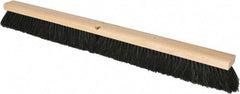 PRO-SOURCE - 36" General Purpose Horsehair Push Broom - 3" Bristle Length, Wood Block, Threaded Handle Connection, Handle Sold Separately - All Tool & Supply