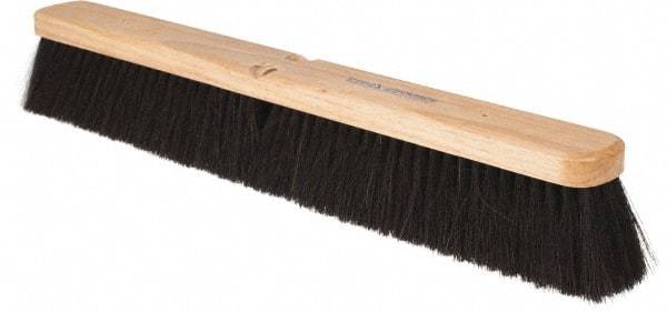 PRO-SOURCE - 24" General Purpose Horsehair Blend Push Broom - 3" Bristle Length, Wood Block, Threaded Handle Connection, Handle Sold Separately - All Tool & Supply