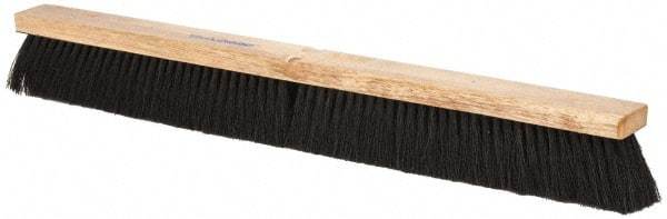 PRO-SOURCE - 30" General Purpose Horsehair Blend Push Broom - 3" Bristle Length, Wood Block, Threaded Handle Connection, Handle Sold Separately - All Tool & Supply