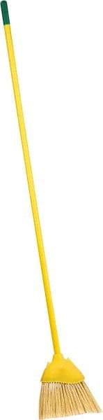 PRO-SOURCE - 8" Wide, Yellow Polypropylene Bristles, Vinyl-Coated Metal Handle, Angled Broom - Flagged, Water Resistant - All Tool & Supply