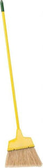 PRO-SOURCE - 12" Wide, Yellow Polypropylene Bristles, Vinyl-Coated Metal Handle, Angled Broom - Flagged, Water Resistant - All Tool & Supply