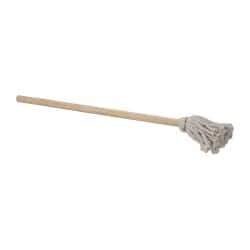 Made in USA - 21" OAL Toilet Bowl Brush - Cotton Bristles, 12" Wood Handle, Light Gray - All Tool & Supply