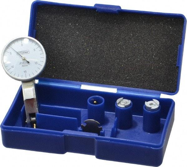 Fowler - 0.03 Inch Range, 0.001 Inch Dial Graduation, Horizontal Dial Test Indicator - 1 Inch White Dial, 0-15-0 Dial Reading - All Tool & Supply