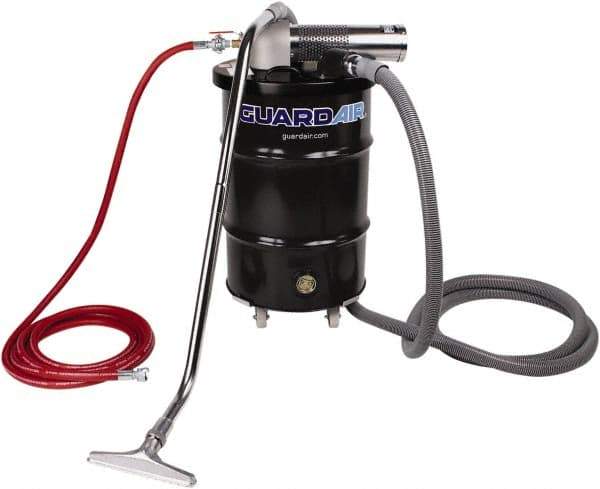 Guardair - 30 Gal Steel Tank, Air Powered Pneumatic Canister Wet/Dry Vacuum - 10 Peak hp, 20' Hose Fitting, Cartridge Filter, Accessories Included - All Tool & Supply