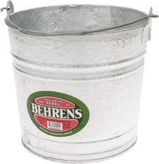 PRO-SOURCE - 10 Qt, 10-1/4" High, Galvanized Steel Round Gray Single Pail - Handle Included, 11" Top Diam - All Tool & Supply