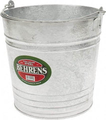 PRO-SOURCE - 14 Qt, 11-1/2" High, Galvanized Steel Round Gray Single Pail - Handle Included, 12-3/4" Top Diam - All Tool & Supply