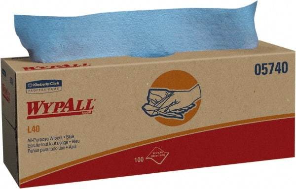 WypAll - L40 Dry General Purpose Wipes - Pop-Up, 9-3/4" x 16-3/8" Sheet Size, Blue - All Tool & Supply