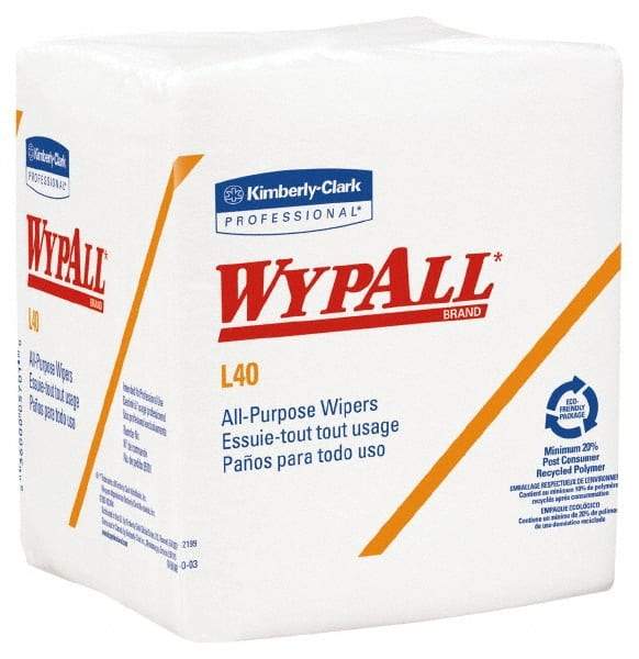 WypAll - L40 1/4 Fold General Purpose Wipes - Poly Pack, 12" x 12-1/2" Sheet Size, White - All Tool & Supply