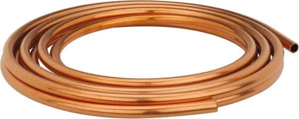 Mueller Industries - 20' Long, 1/2" OD x 3/8" ID, Copper Seamless Tube - 0.035" Wall Thickness, 0.198 Ft/Lb - All Tool & Supply