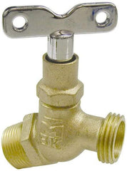 B&K Mueller - 3/4" Pipe, 125 psi WOG Rating, Brass Hose Bibb, Stop Valve - Loose Key Handle, MNPT x GHT End Connections - All Tool & Supply