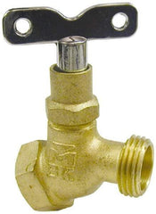 B&K Mueller - 3/4" Pipe, 125 psi WOG Rating, Brass Hose Bibb, Stop Valve - Loose Key Handle, FNPT x GHT End Connections - All Tool & Supply