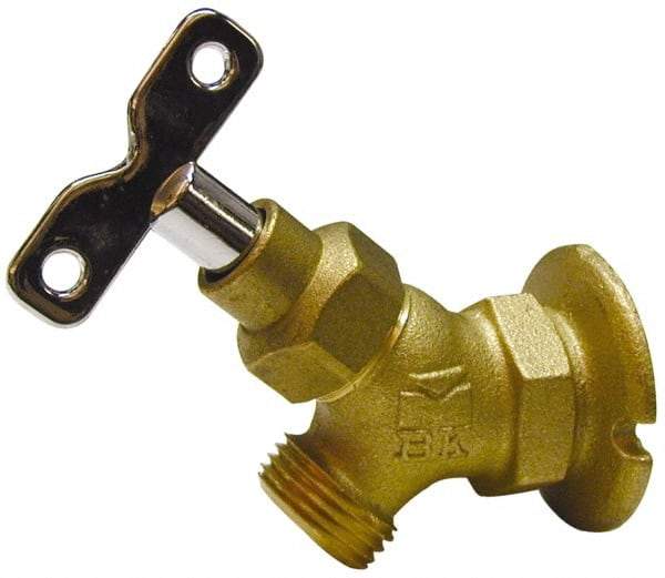 B&K Mueller - 3/4" Pipe, Brass Coated Brass Sillcock with Lockshield - Loosekey Handle, FNPT x GHT End Connections, 150 psi WOG Rating - All Tool & Supply