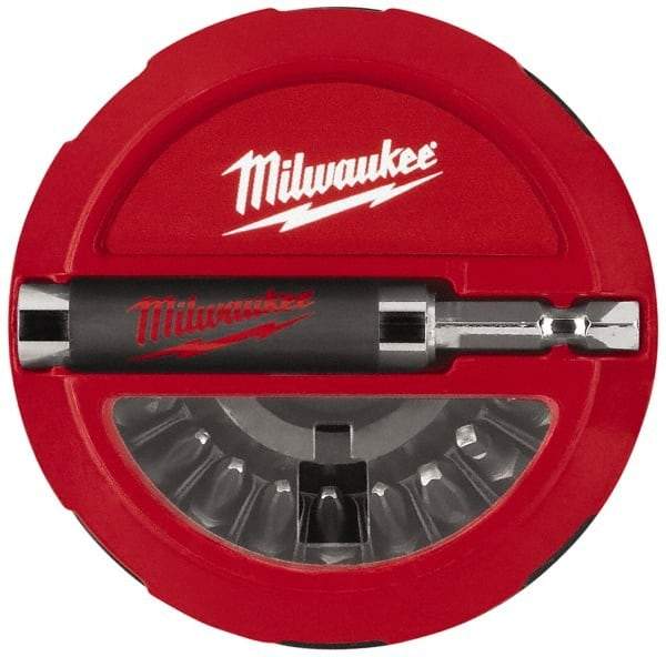 Milwaukee Tool - 20 Piece, 1/4" Drive Screwdriver Insert Bit Set - #1, 2 & 3 Phillips, T15 to T25 Torx, #1, #2 & #3 Square Recess, SL6-8 to SL8-10 Slotted - All Tool & Supply