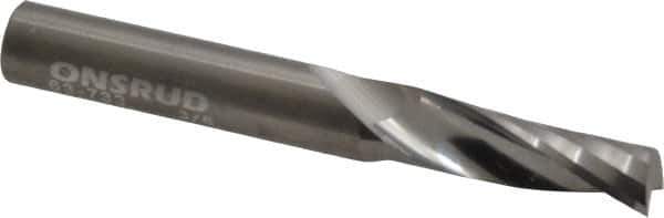 Onsrud - 3/8" Cutting Diam x 1-1/8" Length of Cut, 1 Flute, Upcut Spiral Router Bit - Uncoated, Right Hand Cut, Solid Carbide, 3" OAL x 3/8" Shank Diam, Single Edge, 21° Helix Angle - All Tool & Supply