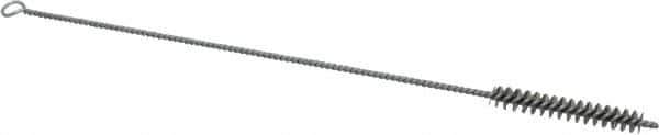 Schaefer Brush - 3" Long x 1/2" Diam Stainless Steel Long Handle Wire Tube Brush - Single Spiral, 15" OAL, 0.006" Wire Diam, 0.17" Shank Diam - All Tool & Supply