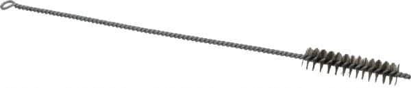 Schaefer Brush - 3" Long x 3/4" Diam Stainless Steel Long Handle Wire Tube Brush - Single Spiral, 15" OAL, 0.007" Wire Diam, 3/8" Shank Diam - All Tool & Supply