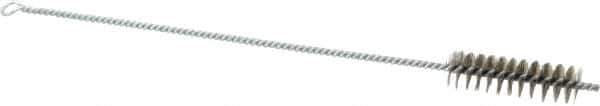 Schaefer Brush - 3" Long x 7/8" Diam Stainless Steel Long Handle Wire Tube Brush - Single Spiral, 15" OAL, 0.007" Wire Diam, 3/8" Shank Diam - All Tool & Supply