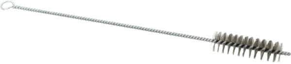 Schaefer Brush - 3" Long x 1" Diam Stainless Steel Long Handle Wire Tube Brush - Single Spiral, 15" OAL, 0.007" Wire Diam, 3/8" Shank Diam - All Tool & Supply