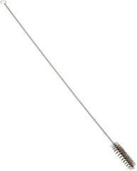 Schaefer Brush - 3" Long x 7/8" Diam Stainless Steel Long Handle Wire Tube Brush - Single Spiral, 27" OAL, 0.007" Wire Diam, 3/8" Shank Diam - All Tool & Supply