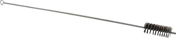 Schaefer Brush - 3" Long x 1-1/4" Diam Stainless Steel Long Handle Wire Tube Brush - Single Spiral, 27" OAL, 0.007" Wire Diam, 3/8" Shank Diam - All Tool & Supply