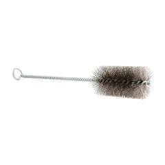 Schaefer Brush - 3" Long x 1-1/2" Diam Stainless Steel Long Handle Wire Tube Brush - Single Spiral, 27" OAL, 0.009" Wire Diam, 3/8" Shank Diam - All Tool & Supply